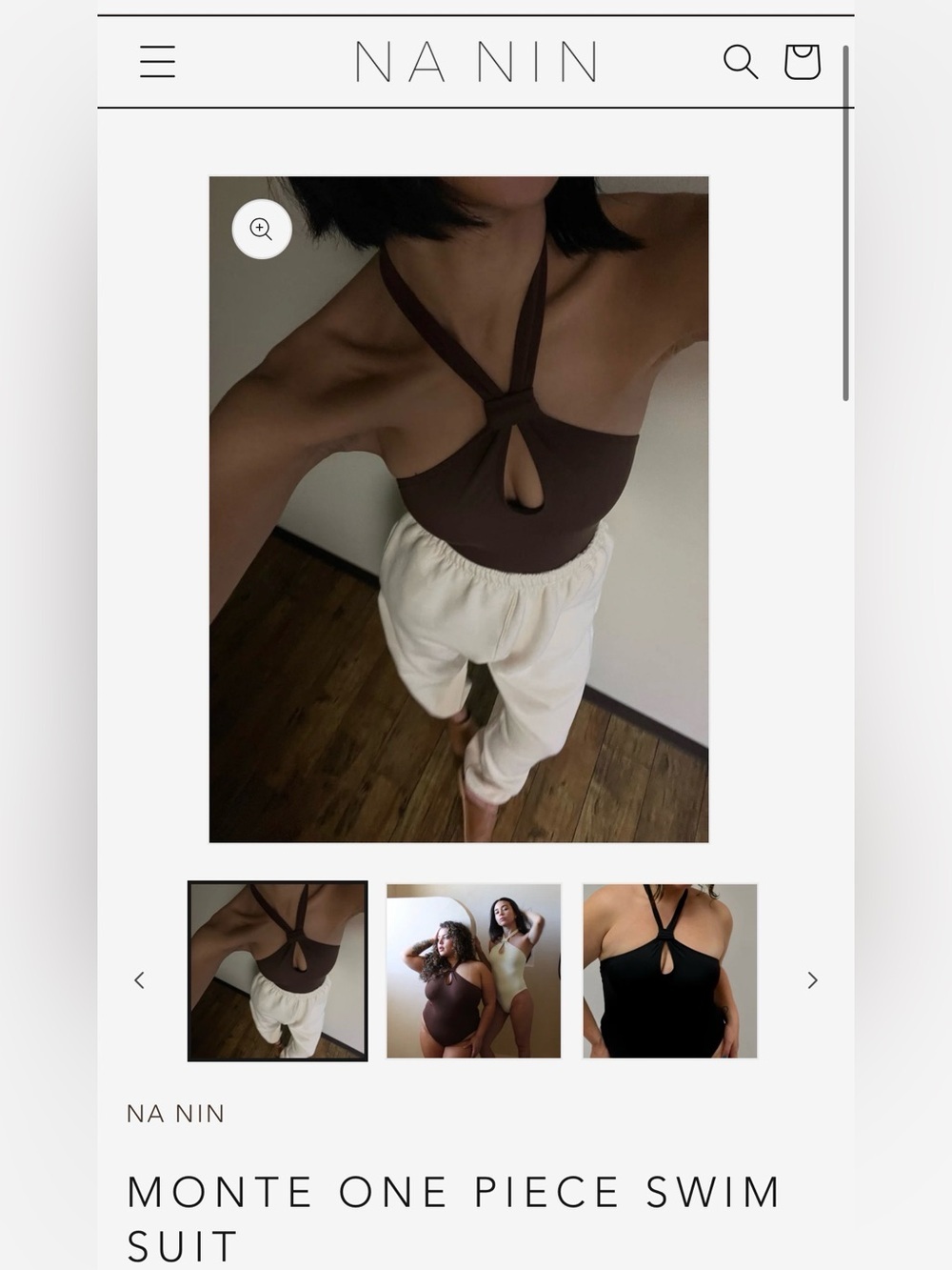 Na Nin Monte One Piece Swim - Chocolate Brown Cocoa Medium NWT - Picture 1 of 4